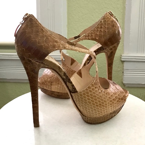 Alexandre Birman Python Peep Toe Sandals - Picture 2 of 15